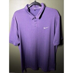 Tiger Woods Nike Modern Jaquard Polo Purple Striped Snap Men's Large